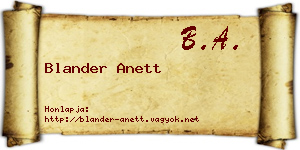Blander Anett névjegykártya