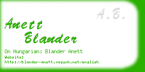 anett blander business card